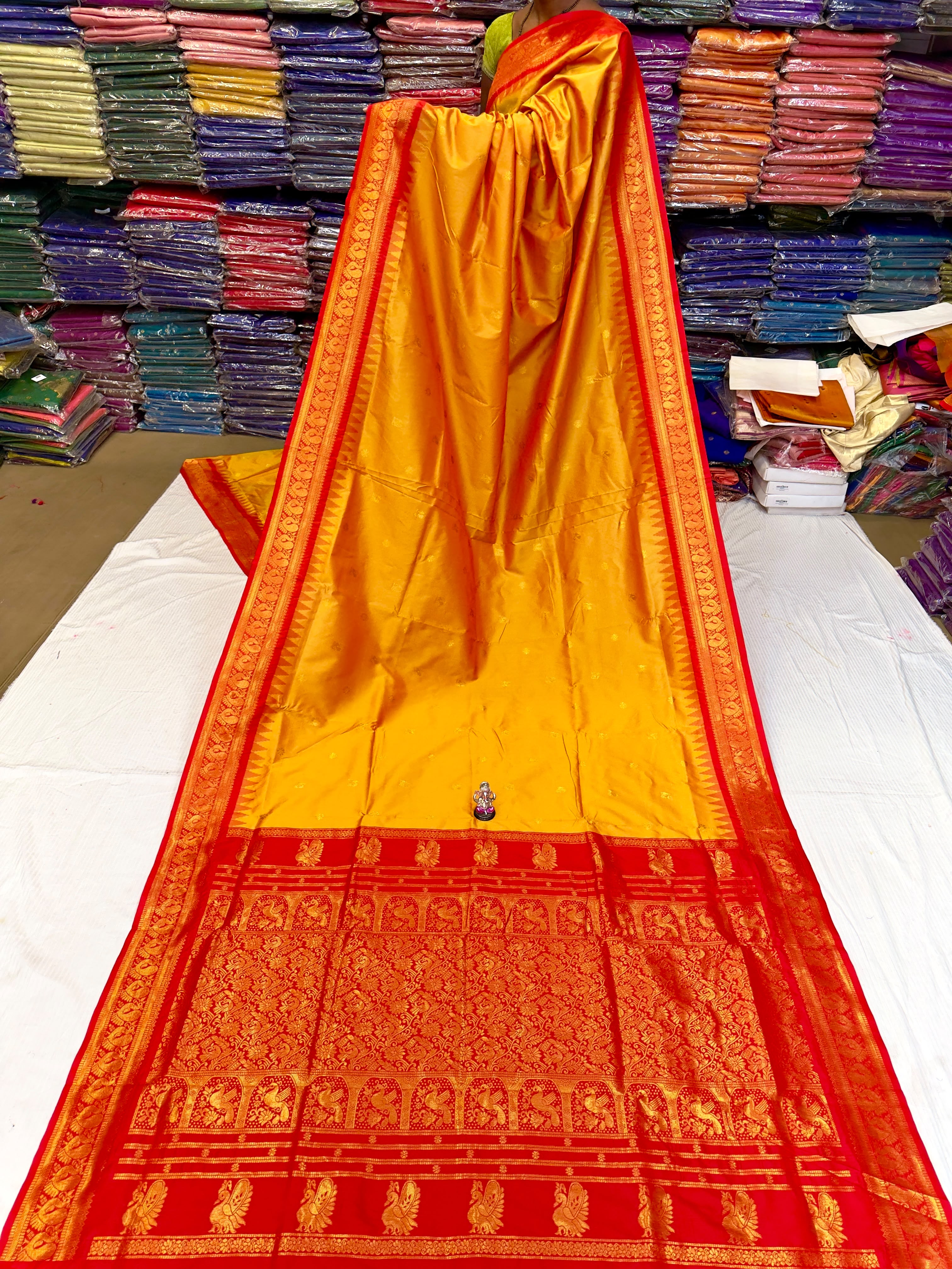 Festive Half Silk Gadwal Paithani Saree With Exclusive Contrast Blouse