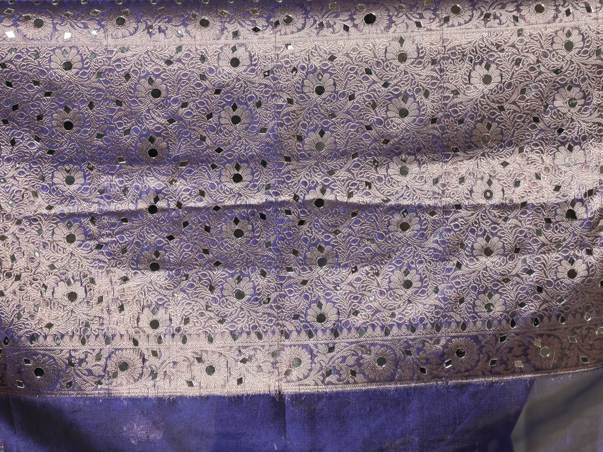 Beautiful Banarasi Soft Tissue Silk Boota Woven Saree With Mirror Work Lace & Designer Pallu