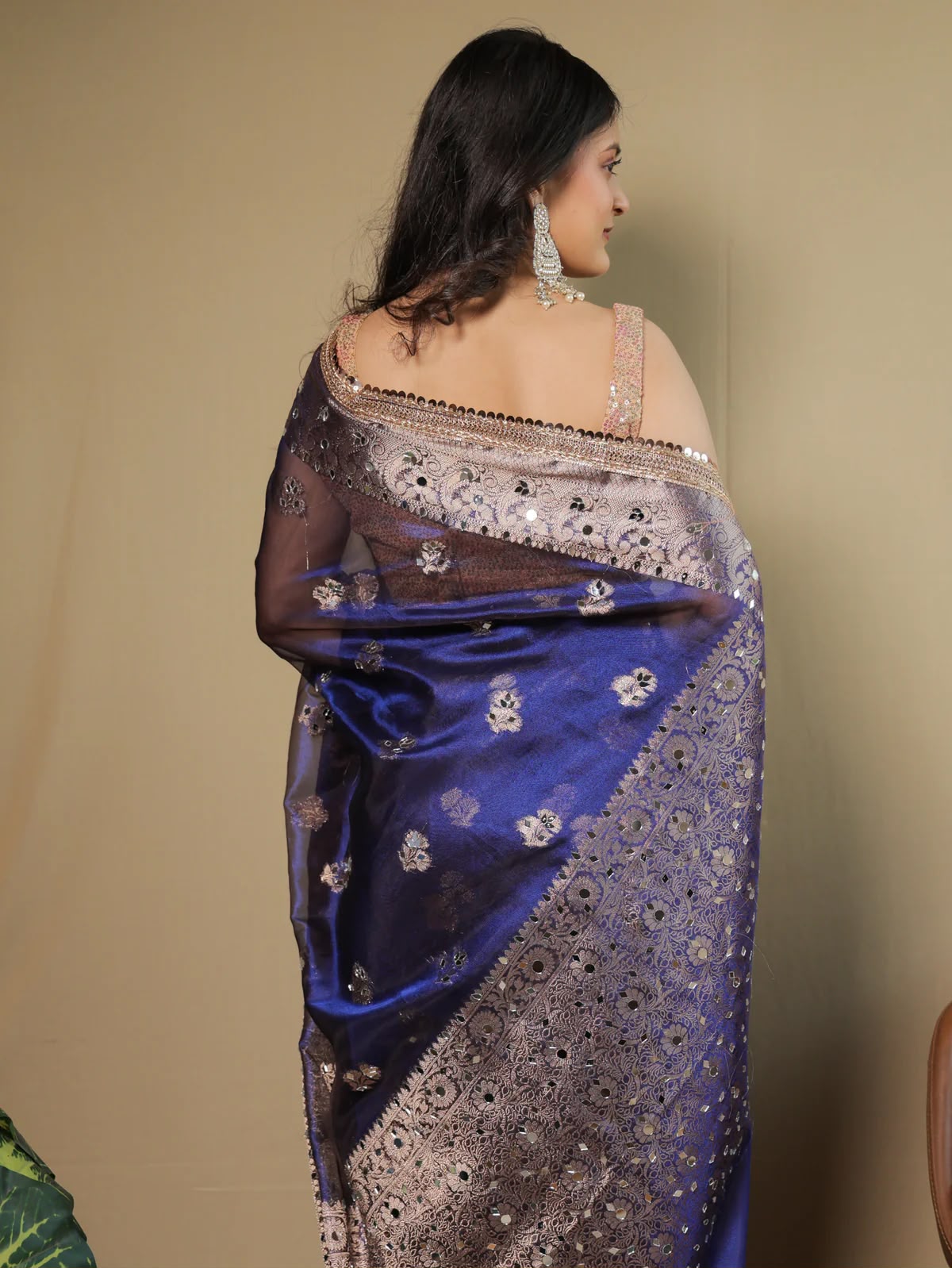 Beautiful Banarasi Soft Tissue Silk Boota Woven Saree With Mirror Work Lace & Designer Pallu