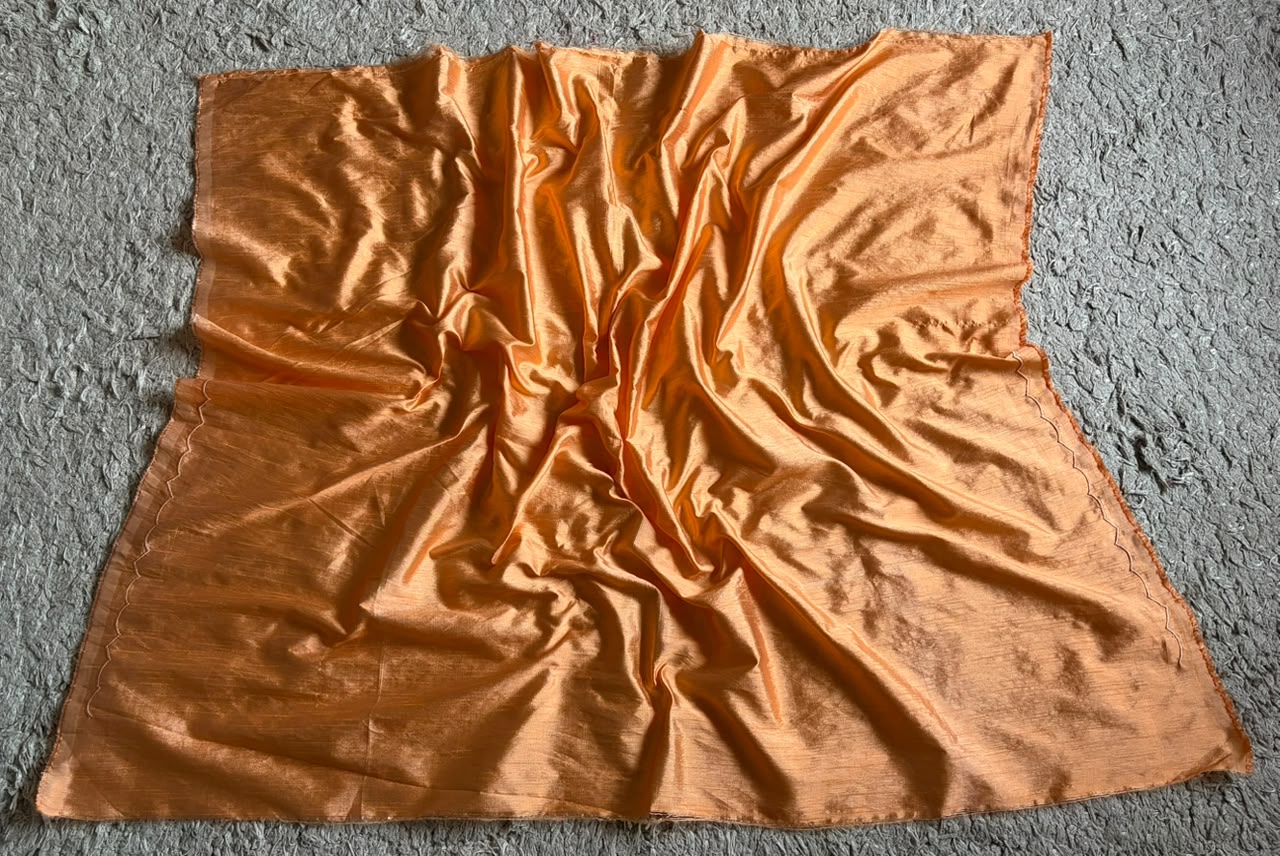 Peach Love Premium Organza Silk Saree with Hand Brush Painting & Sequins Kantha Handwork