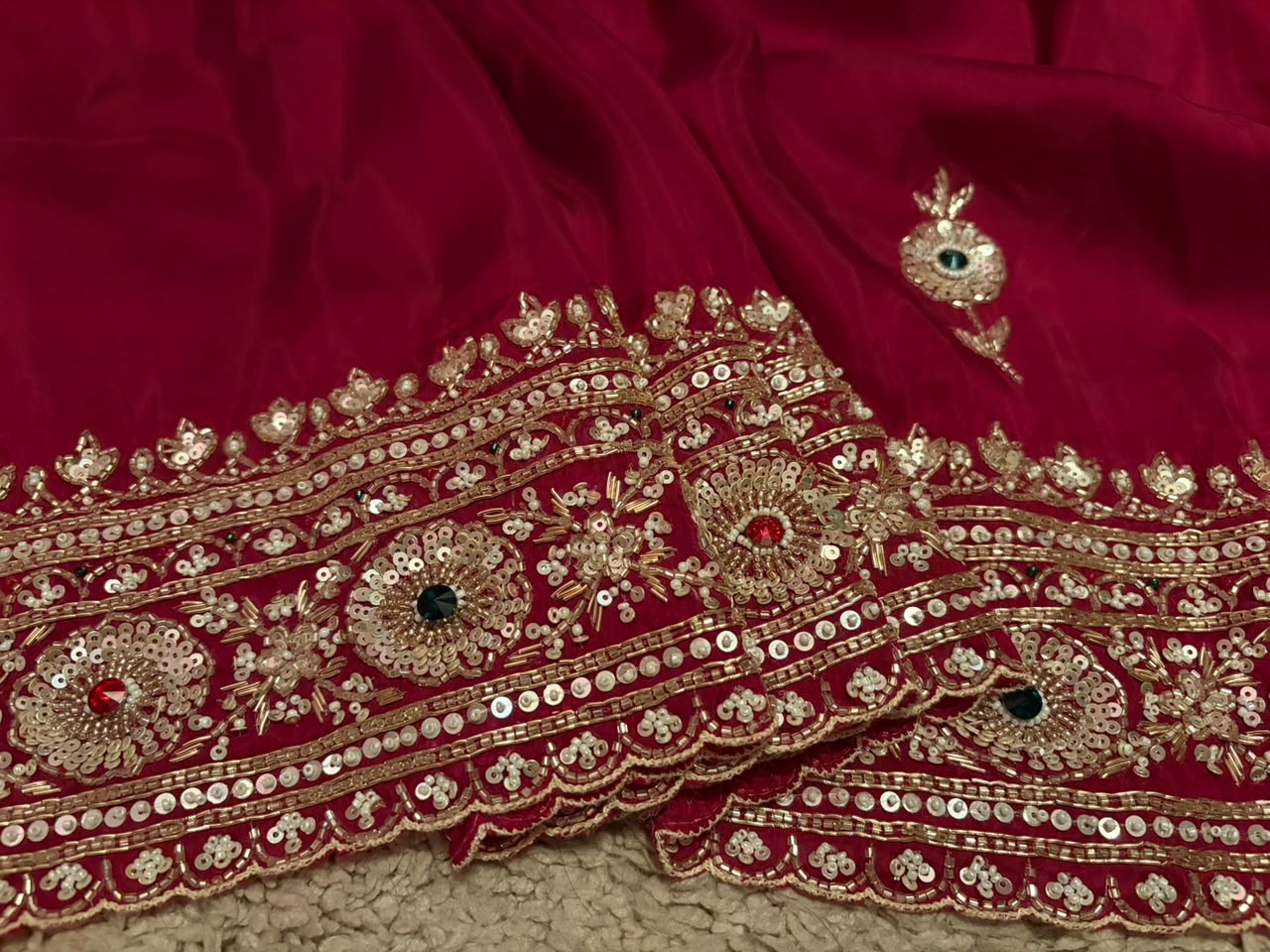 Premium Pure Satin Organza Silk Saree with Intricate Zardozi Handwork & Designer Handwork Blouse