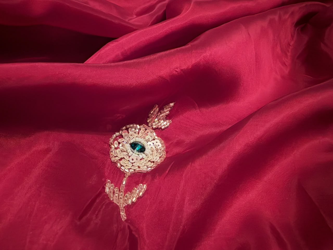 Premium Pure Satin Organza Silk Saree with Intricate Zardozi Handwork & Designer Handwork Blouse