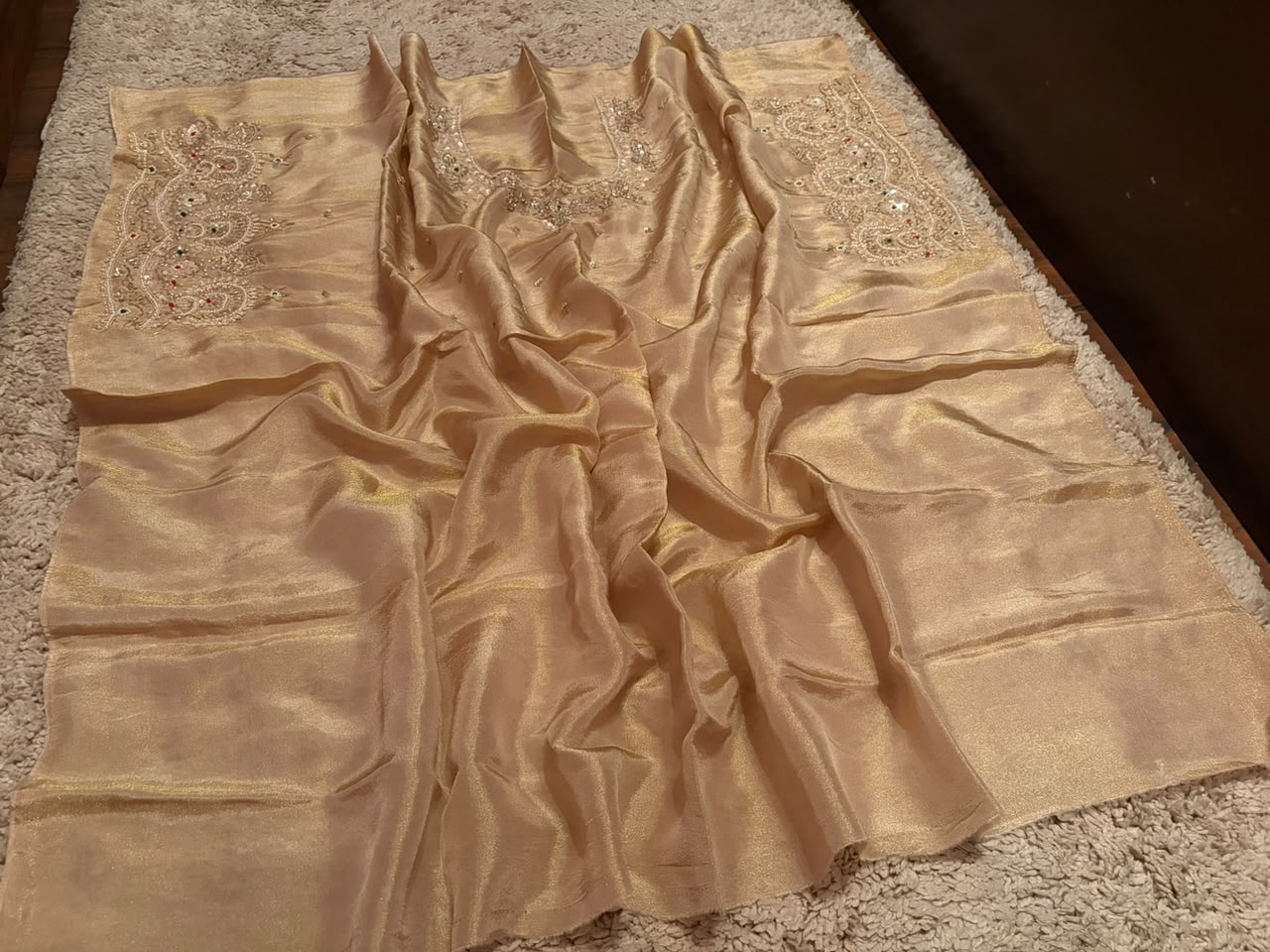 Pure Kanchipuram Zari Tissue Silk Saree with Intricate Zardozi Handwork