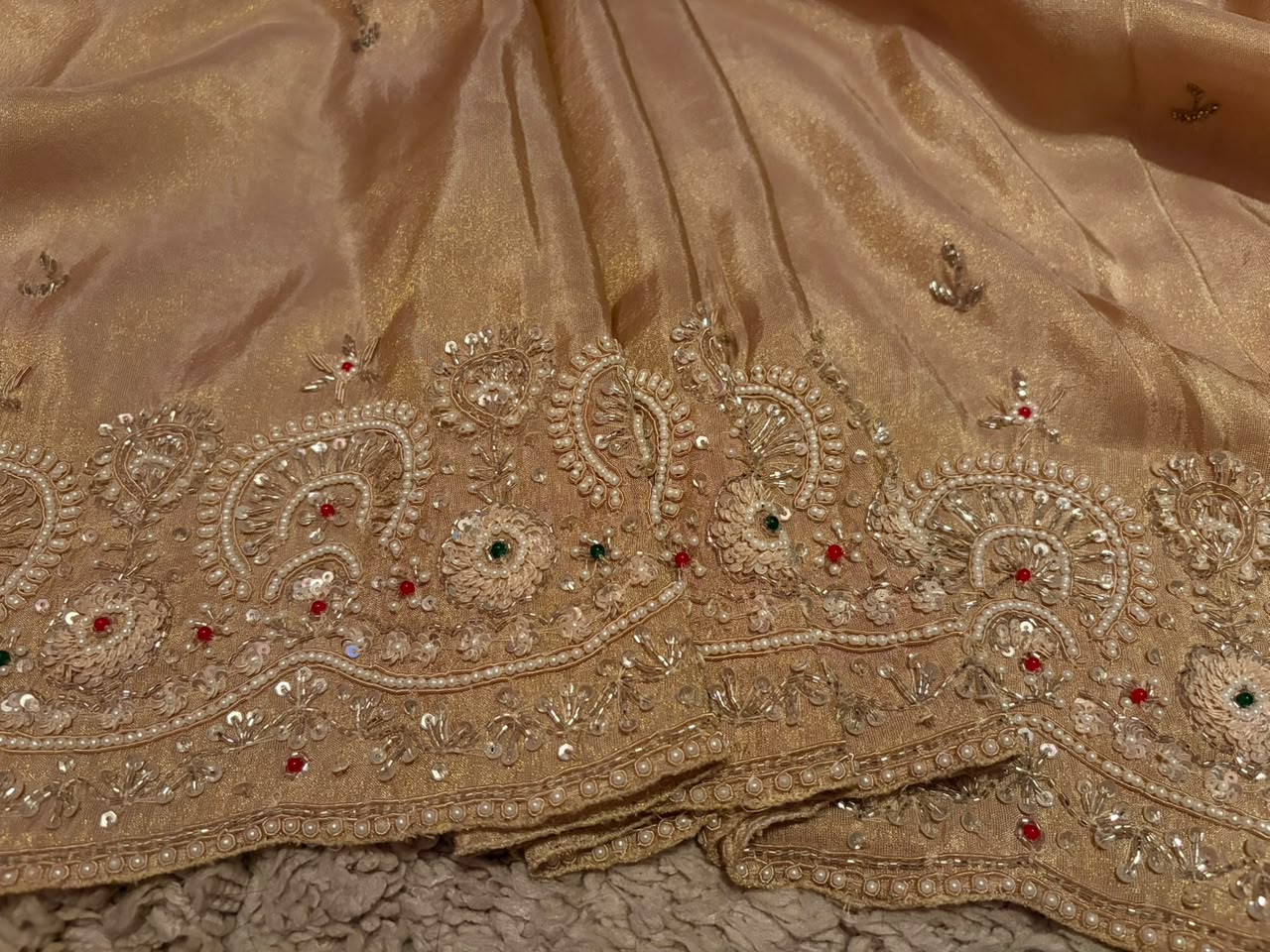 Pure Kanchipuram Zari Tissue Silk Saree with Intricate Zardozi Handwork