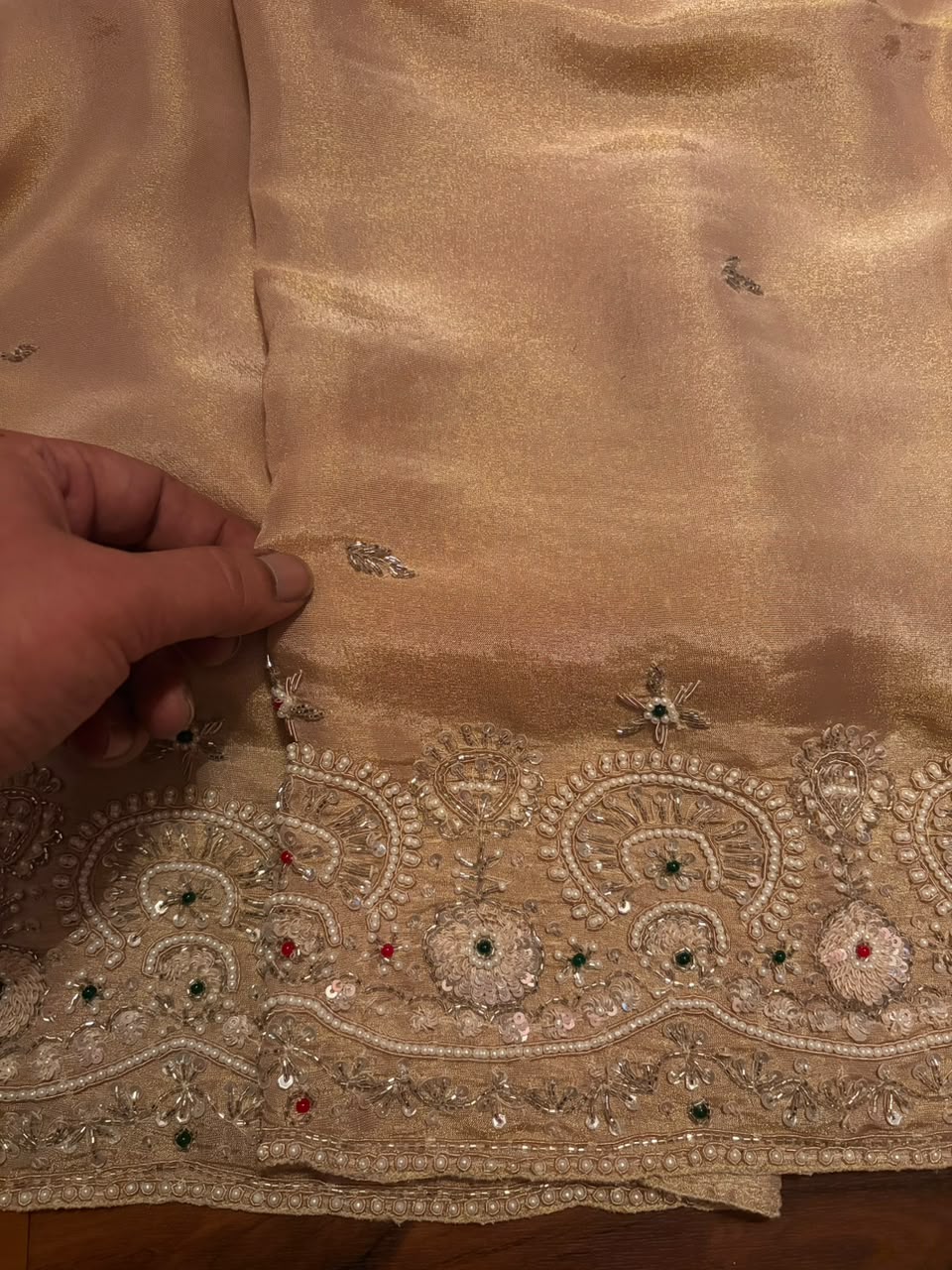 Pure Kanchipuram Zari Tissue Silk Saree with Intricate Zardozi Handwork
