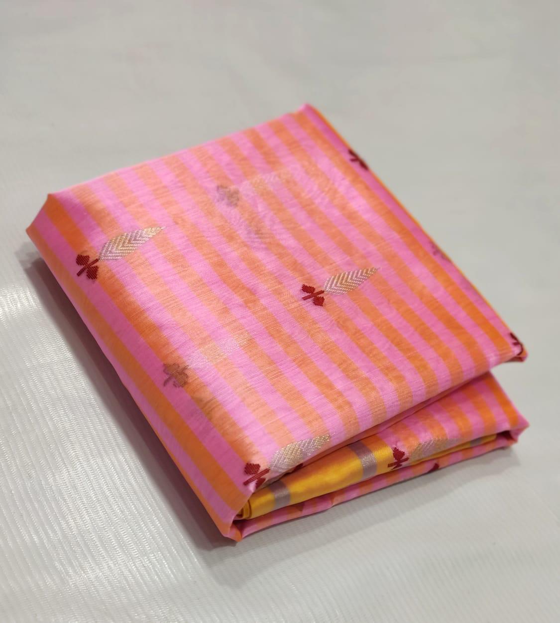 Pink Premium Chanderi Pattu Silk Saree with Elegant Resham Border