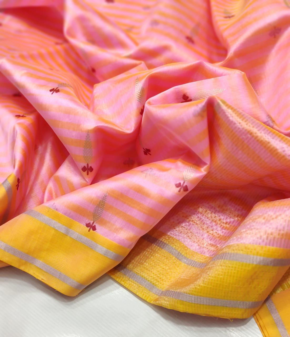 Pink Premium Chanderi Pattu Silk Saree with Elegant Resham Border