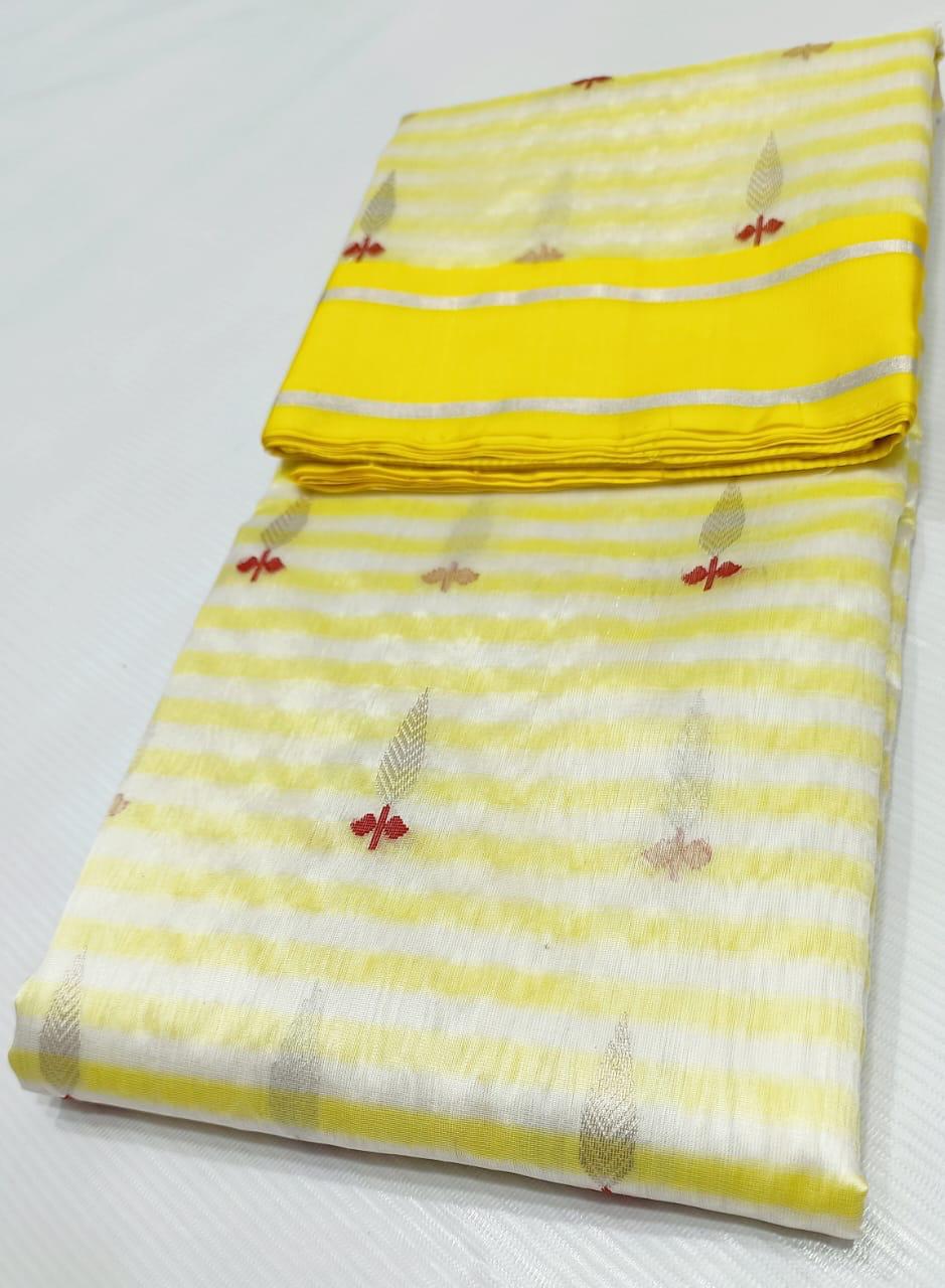 White Premium Chanderi Pattu Silk Saree with Elegant Resham Border