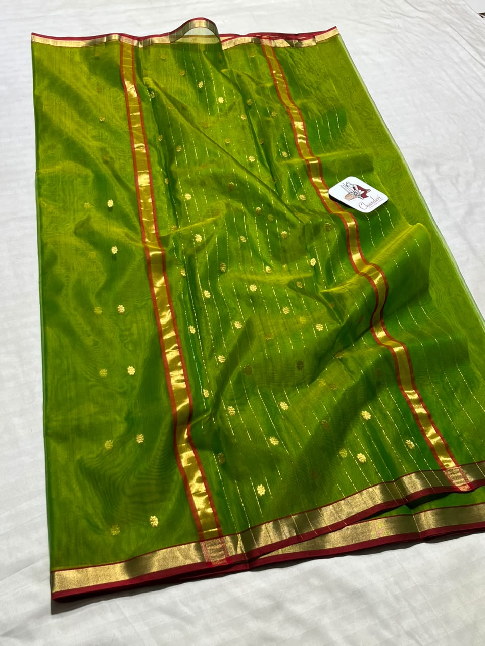 Green Premium Katan Silk Saree with Elegant Small Zari Border