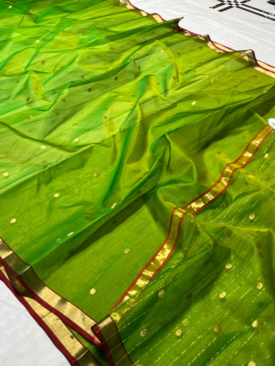 Green Premium Katan Silk Saree with Elegant Small Zari Border