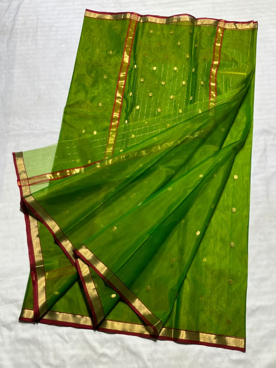 Green Premium Katan Silk Saree with Elegant Small Zari Border