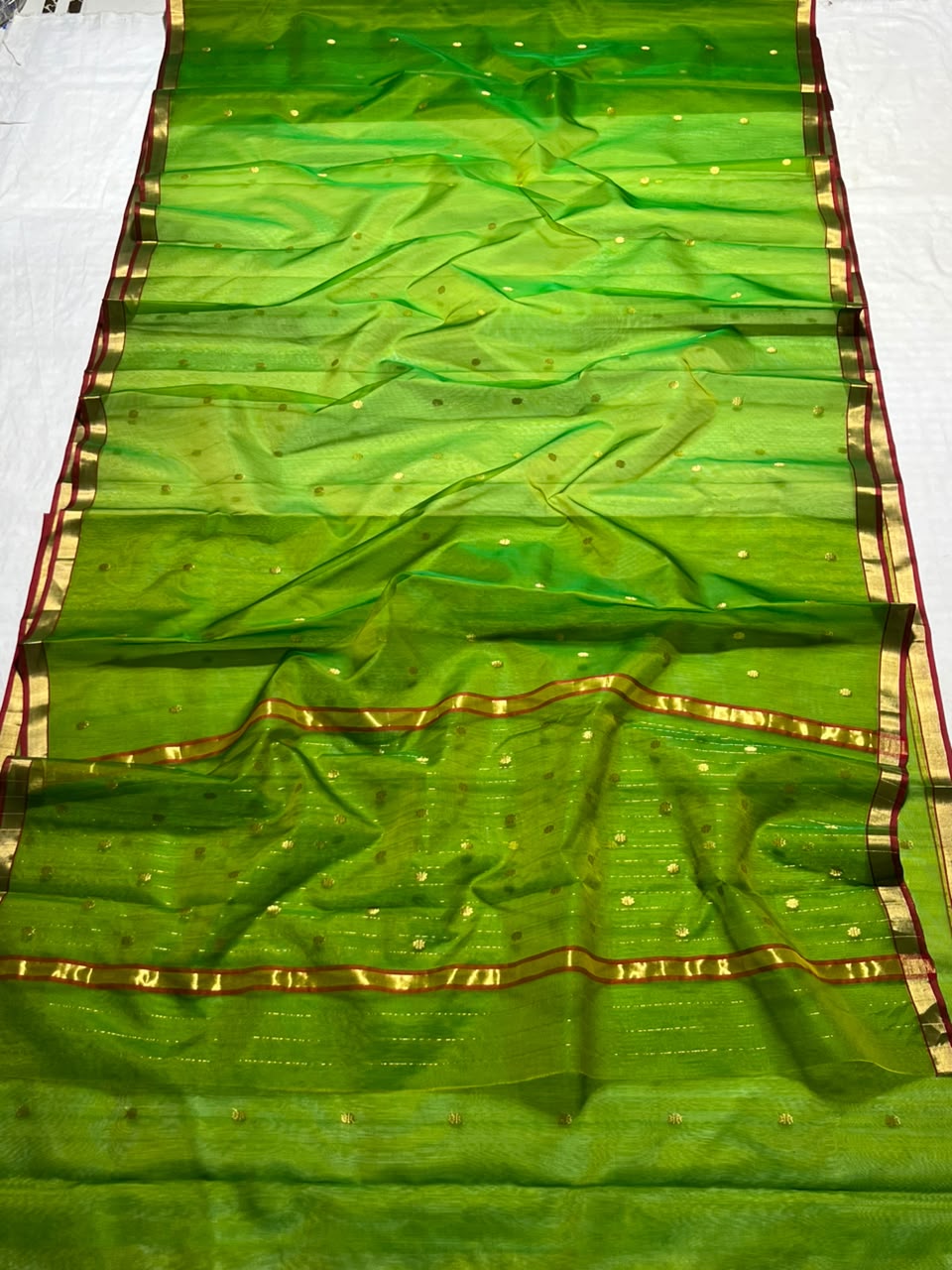 Green Premium Katan Silk Saree with Elegant Small Zari Border
