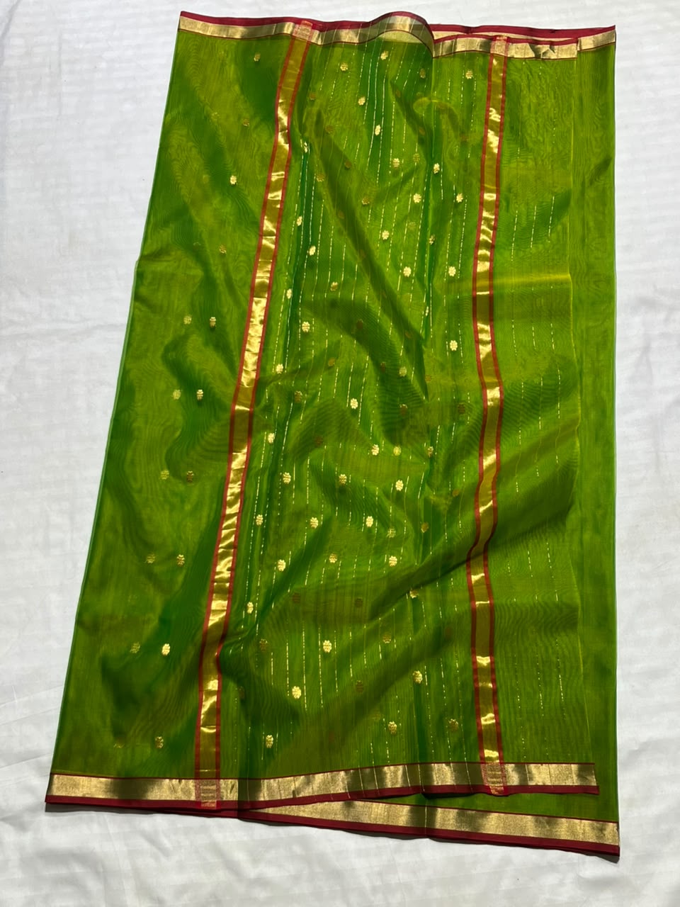 Green Premium Katan Silk Saree with Elegant Small Zari Border