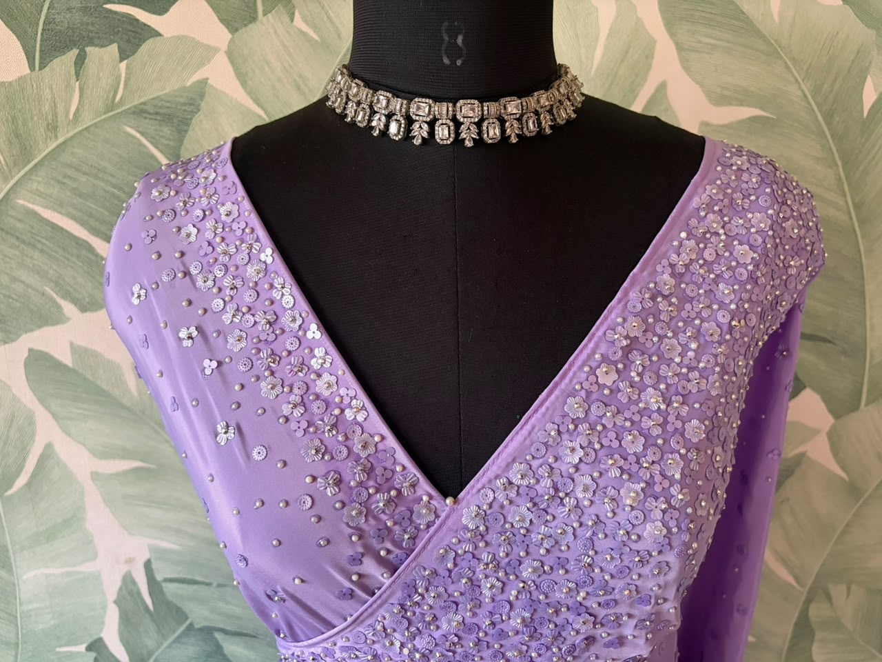 Premium Pure Georgette Saree With Pearl Sequins Handwork