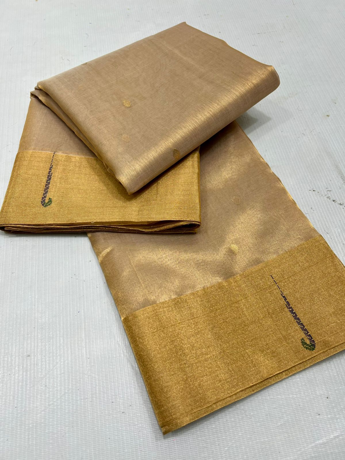Zari Weaving Tissue Chanderi Handloom Silk Saree
