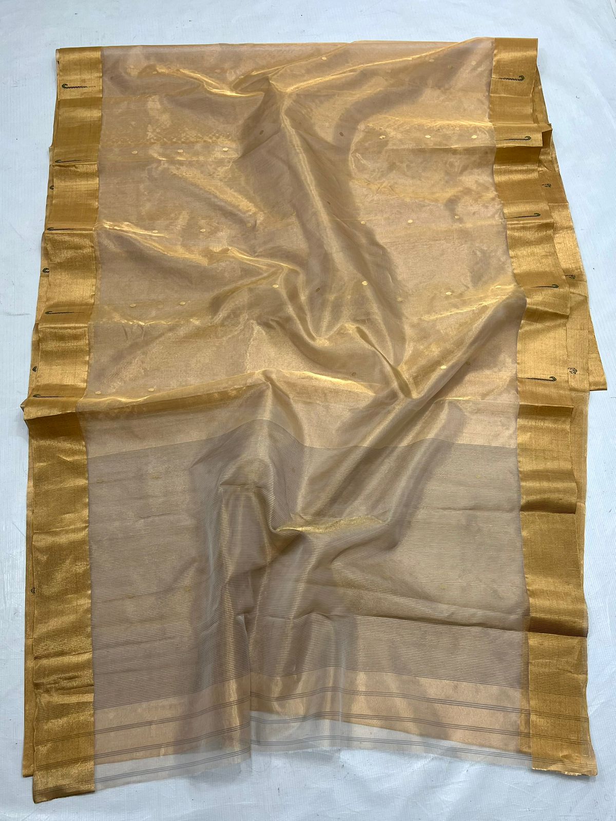 Zari Weaving Tissue Chanderi Handloom Silk Saree