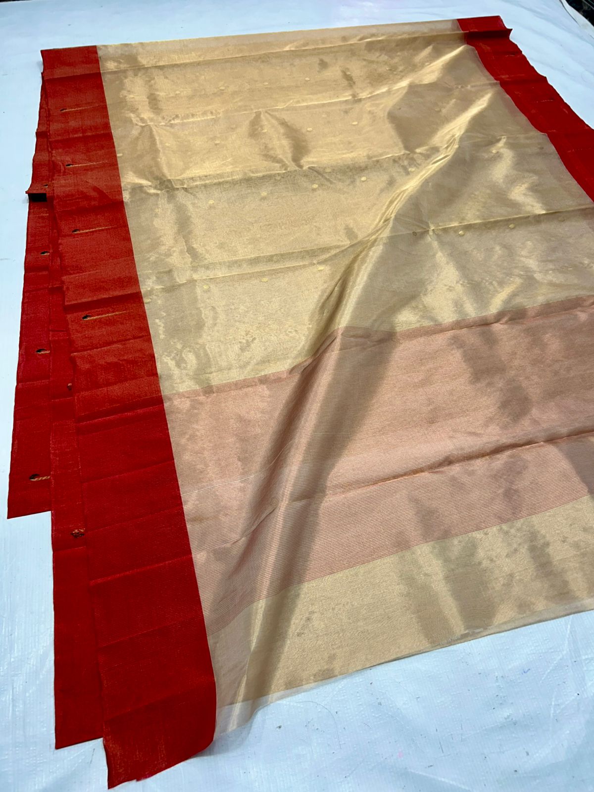 Zari Weaving Tissue Chanderi Handloom Silk Saree