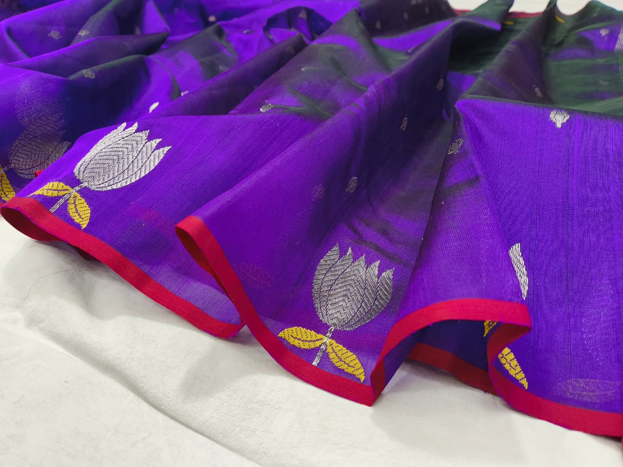 Chanderi Handloom Saree with Ghani Butte Minakari Work