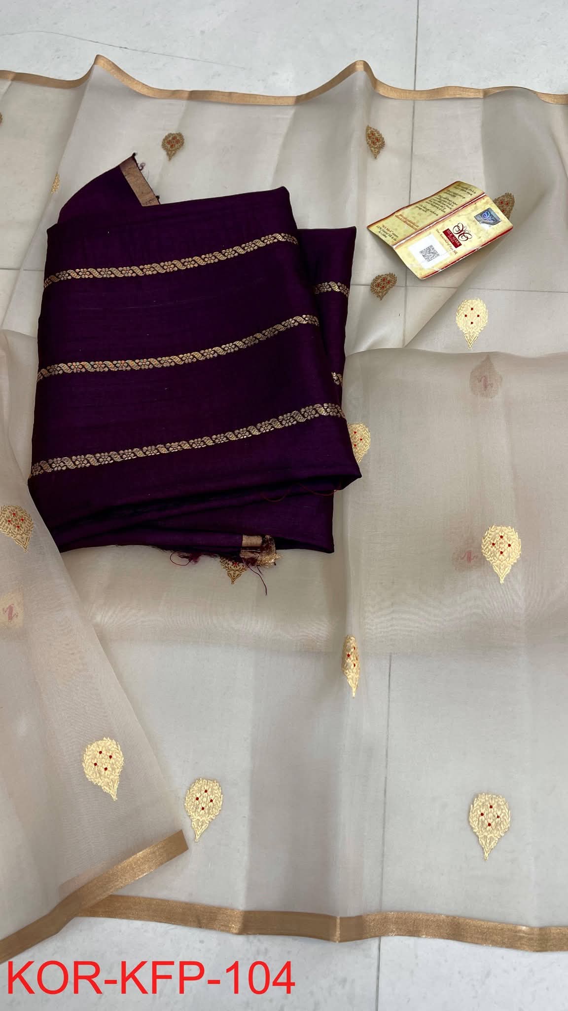BANARASI PURE KORA ORGANZA HANDLOOM SILK SAREE