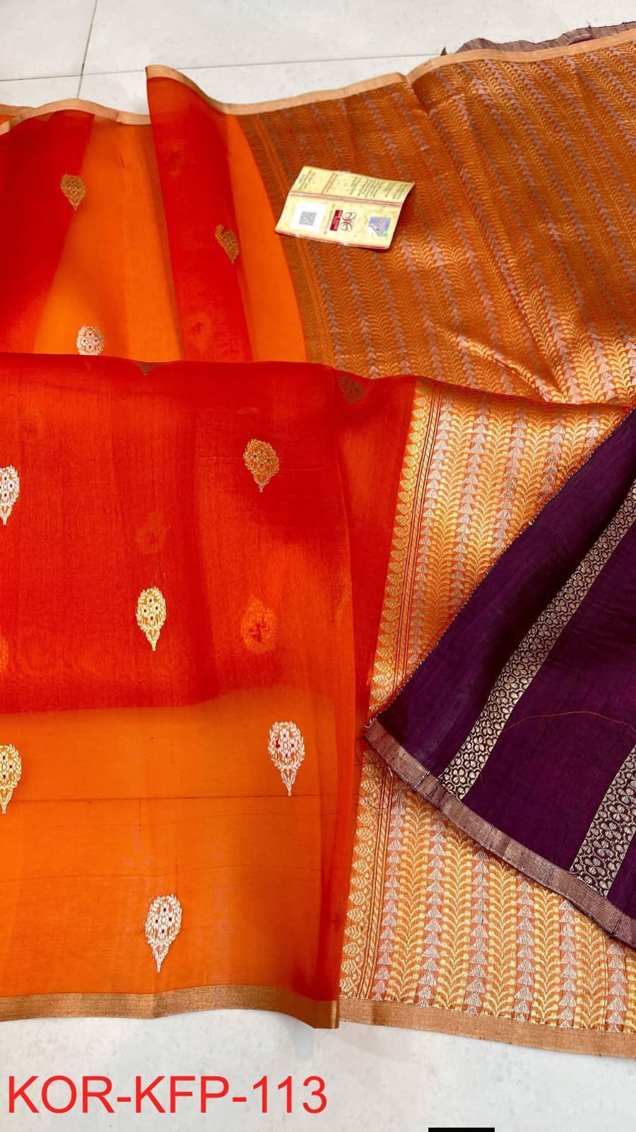 BANARASI PURE KORA ORGANZA HANDLOOM SILK SAREE