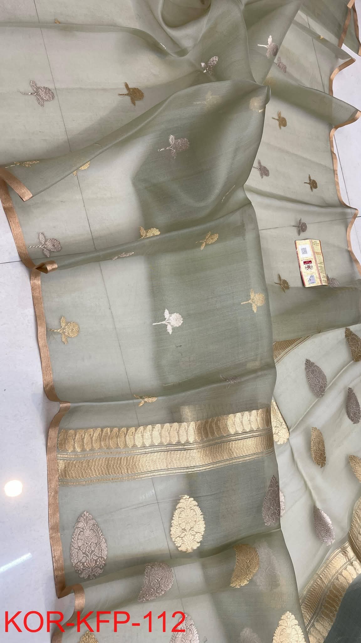 BANARASI PURE KORA ORGANZA HANDLOOM SILK SAREE