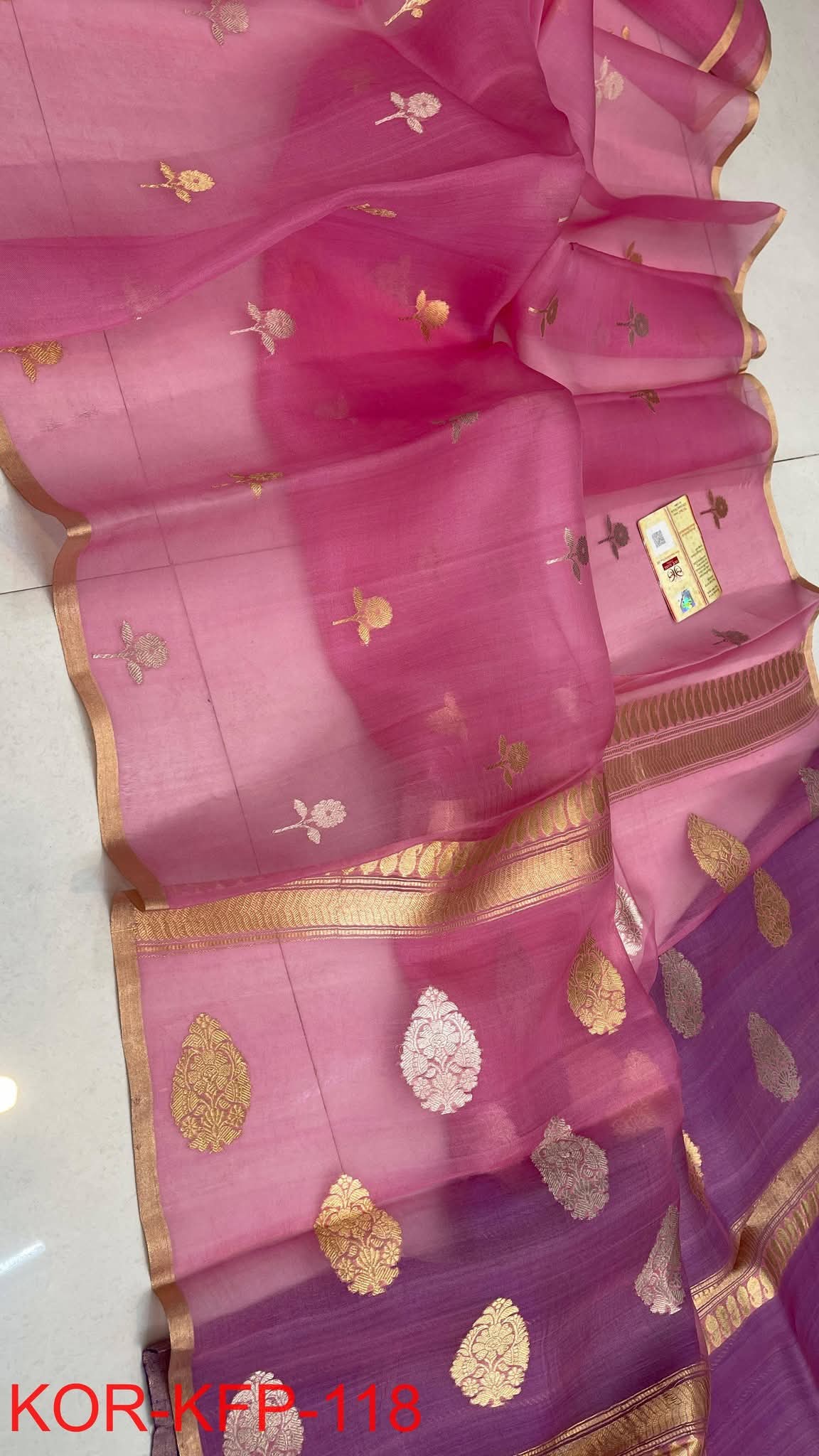 BANARASI PURE KORA ORGANZA HANDLOOM SILK SAREE