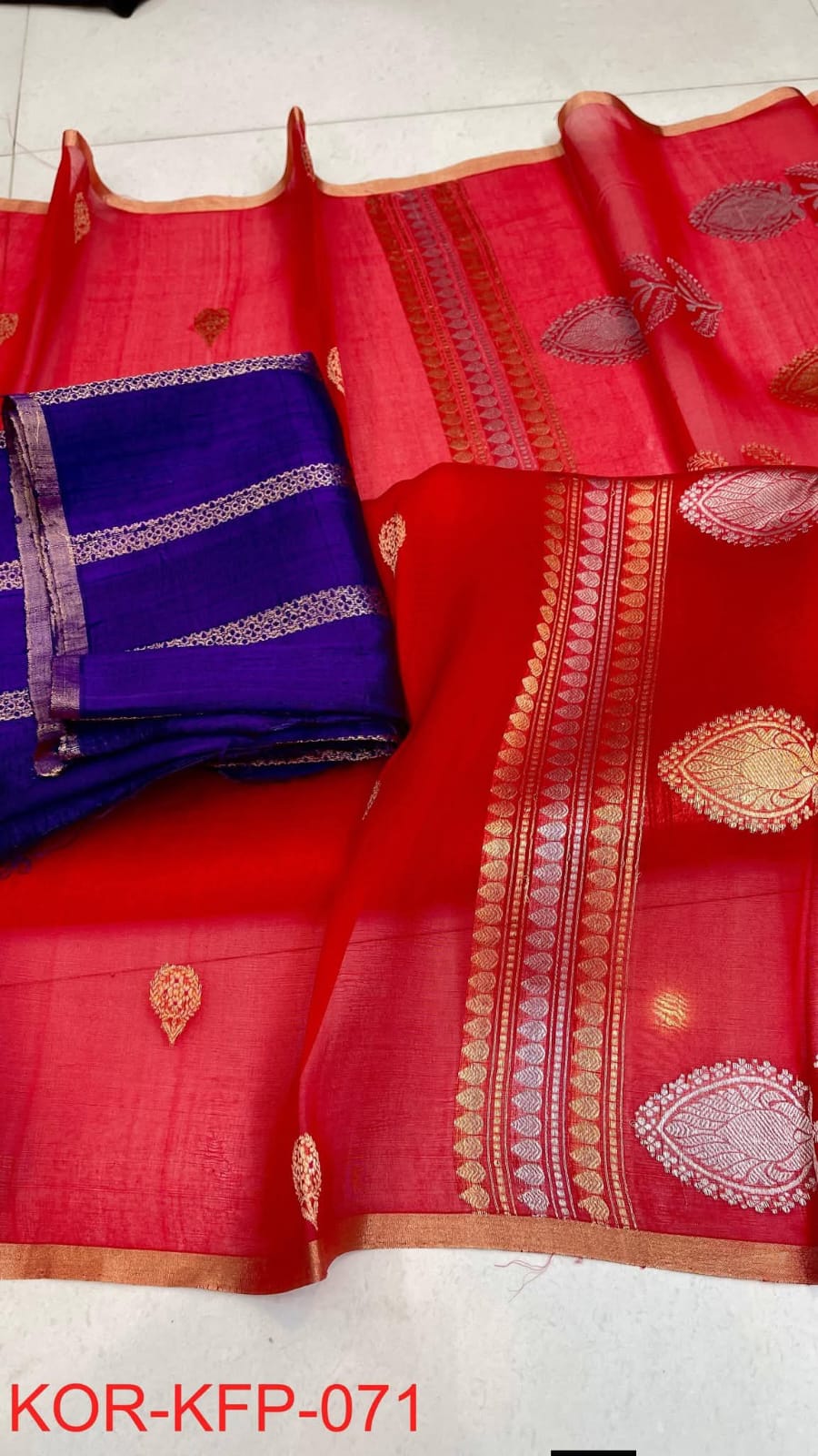 BANARASI PURE KORA ORGANZA HANDLOOM SILK SAREE