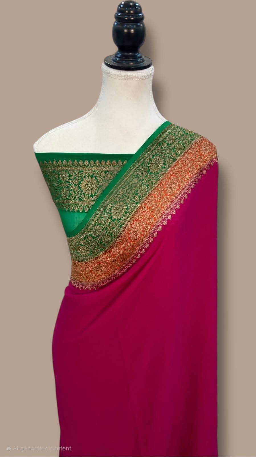 BANARASI HANDLOOM PURE KHADI GEORGETTE SAREE