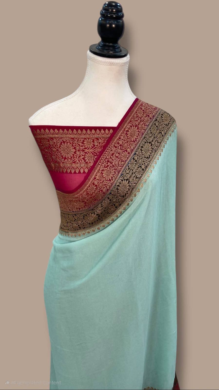 BANARASI HANDLOOM PURE KHADI GEORGETTE SAREE