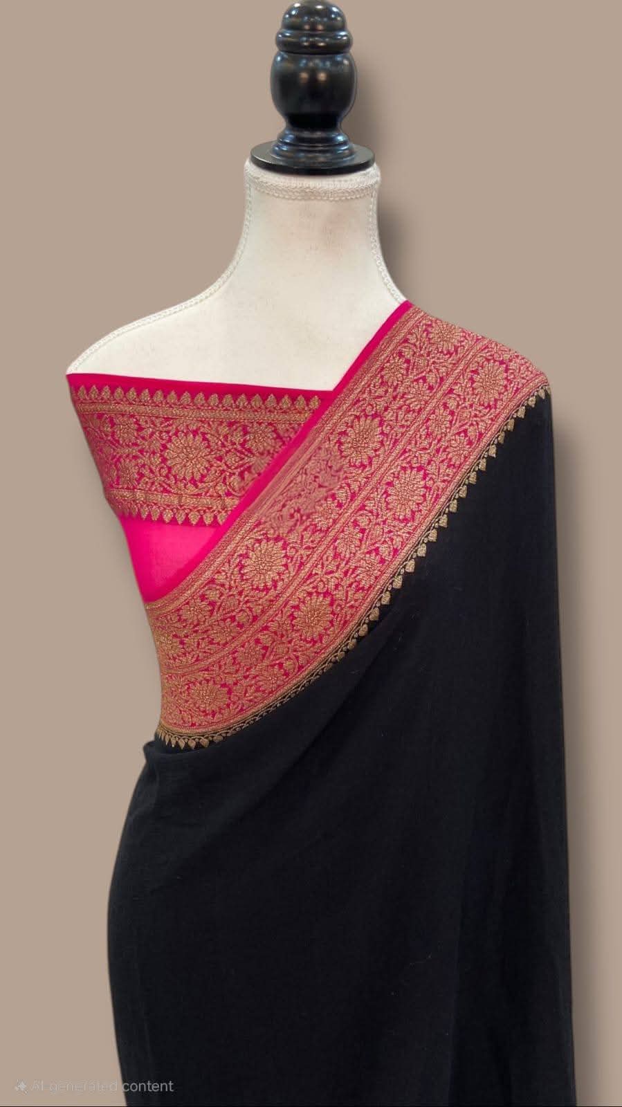 BANARASI HANDLOOM PURE KHADI GEORGETTE SAREE