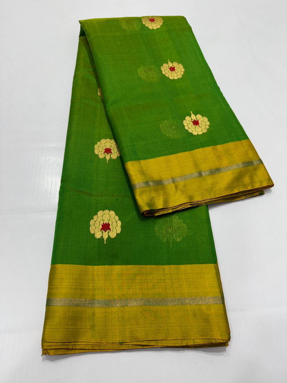 Elegant Green Chanderi Handloom Saree in Premium Pattu Silk