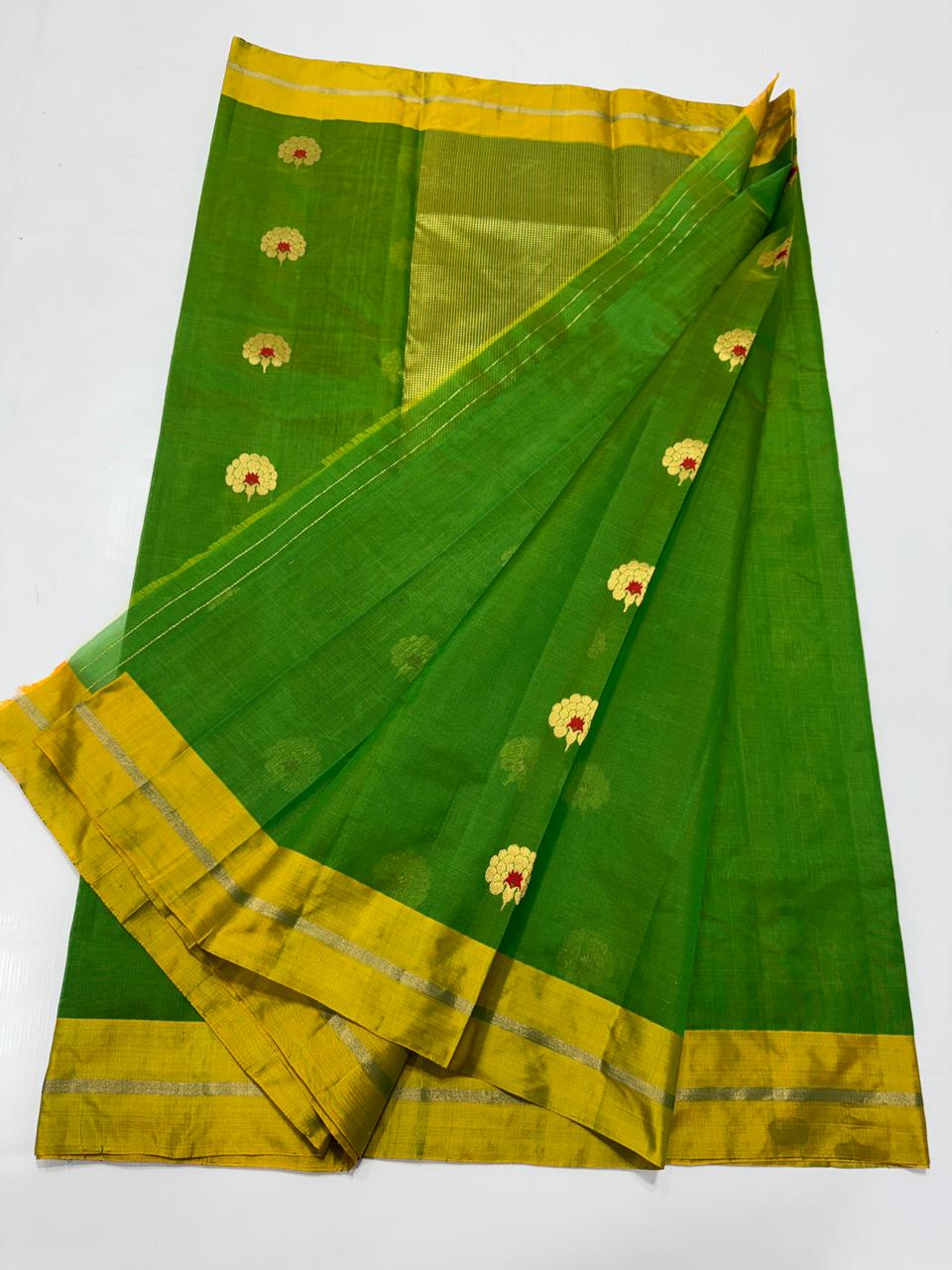 Elegant Green Chanderi Handloom Saree in Premium Pattu Silk