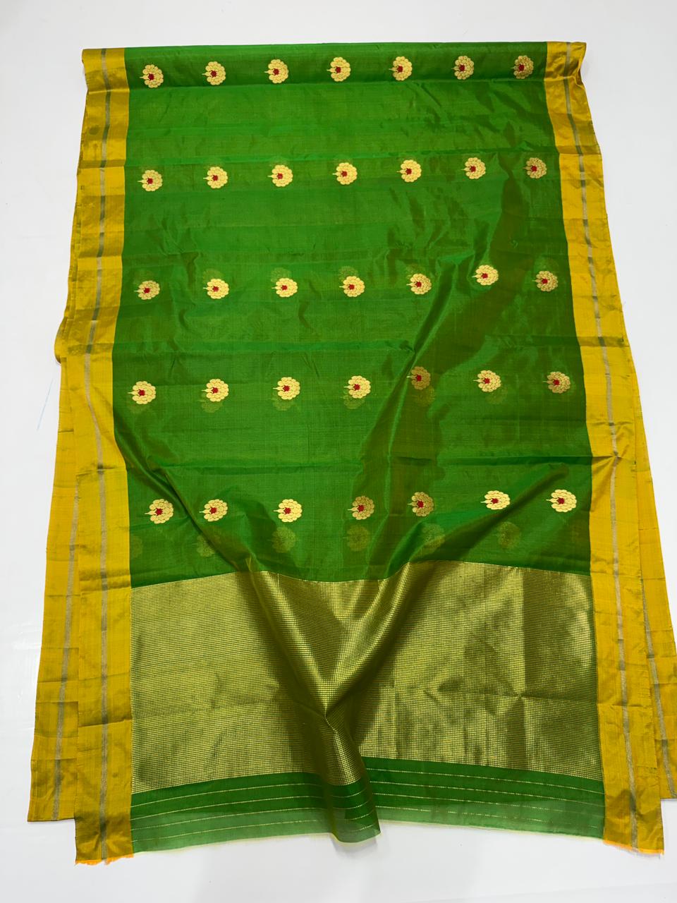Elegant Green Chanderi Handloom Saree in Premium Pattu Silk