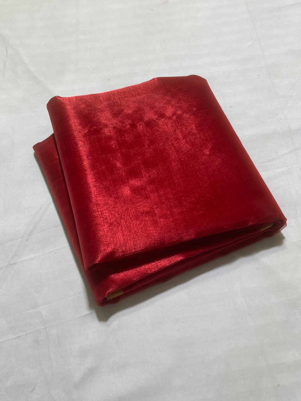 Elegant Red Chanderi Handloom Saree in Premium Pattu Silk