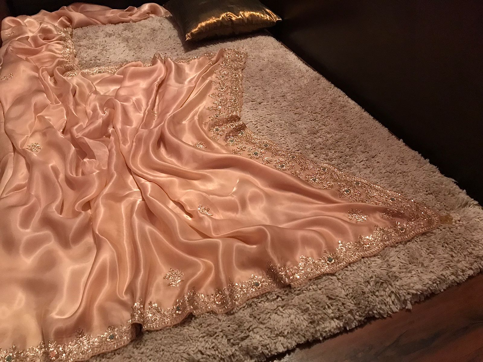 Luxury Organza Silk Saree with Lavish Zardozi & Running Handwork Blouse