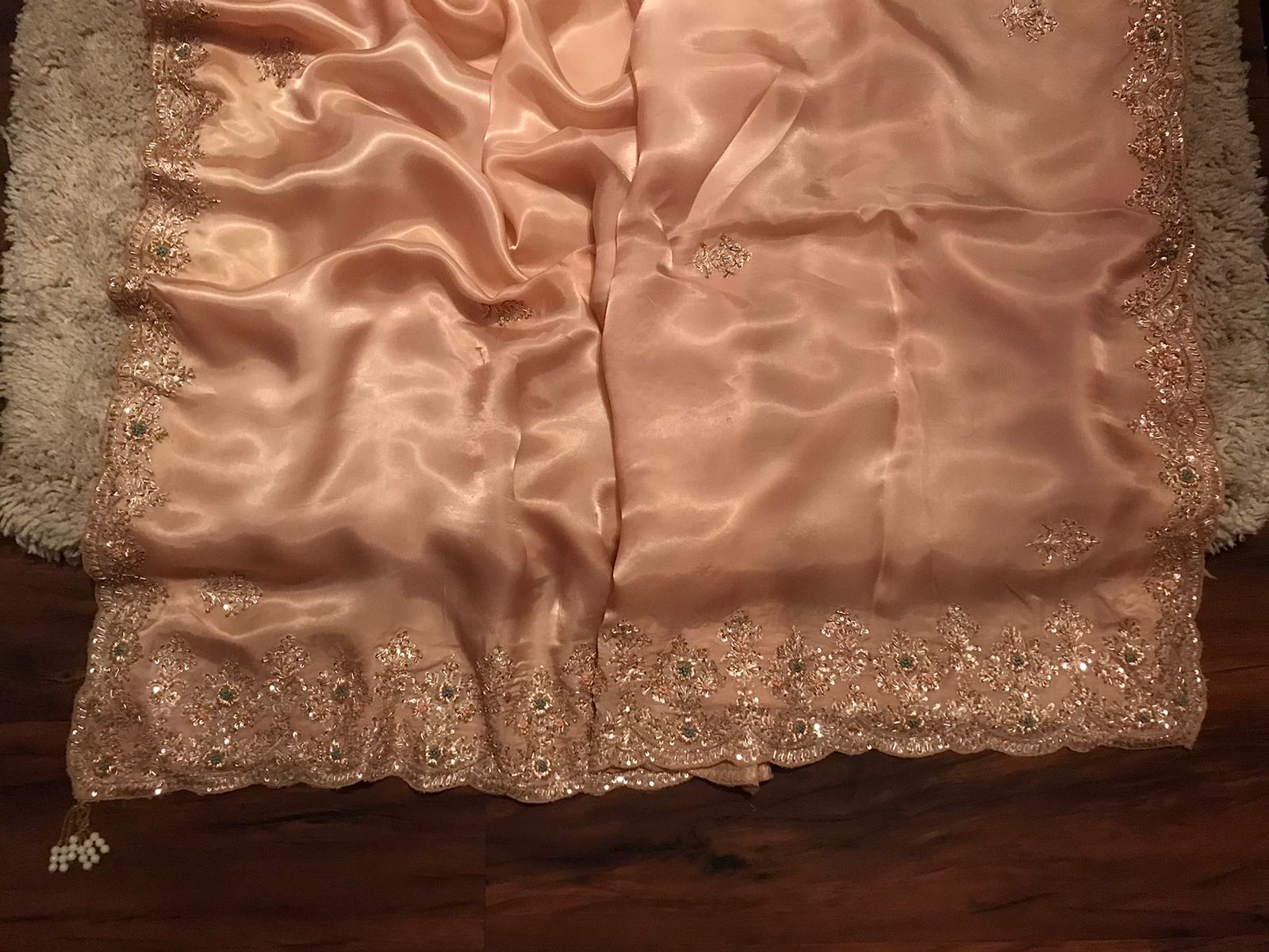 Luxury Organza Silk Saree with Lavish Zardozi & Running Handwork Blouse