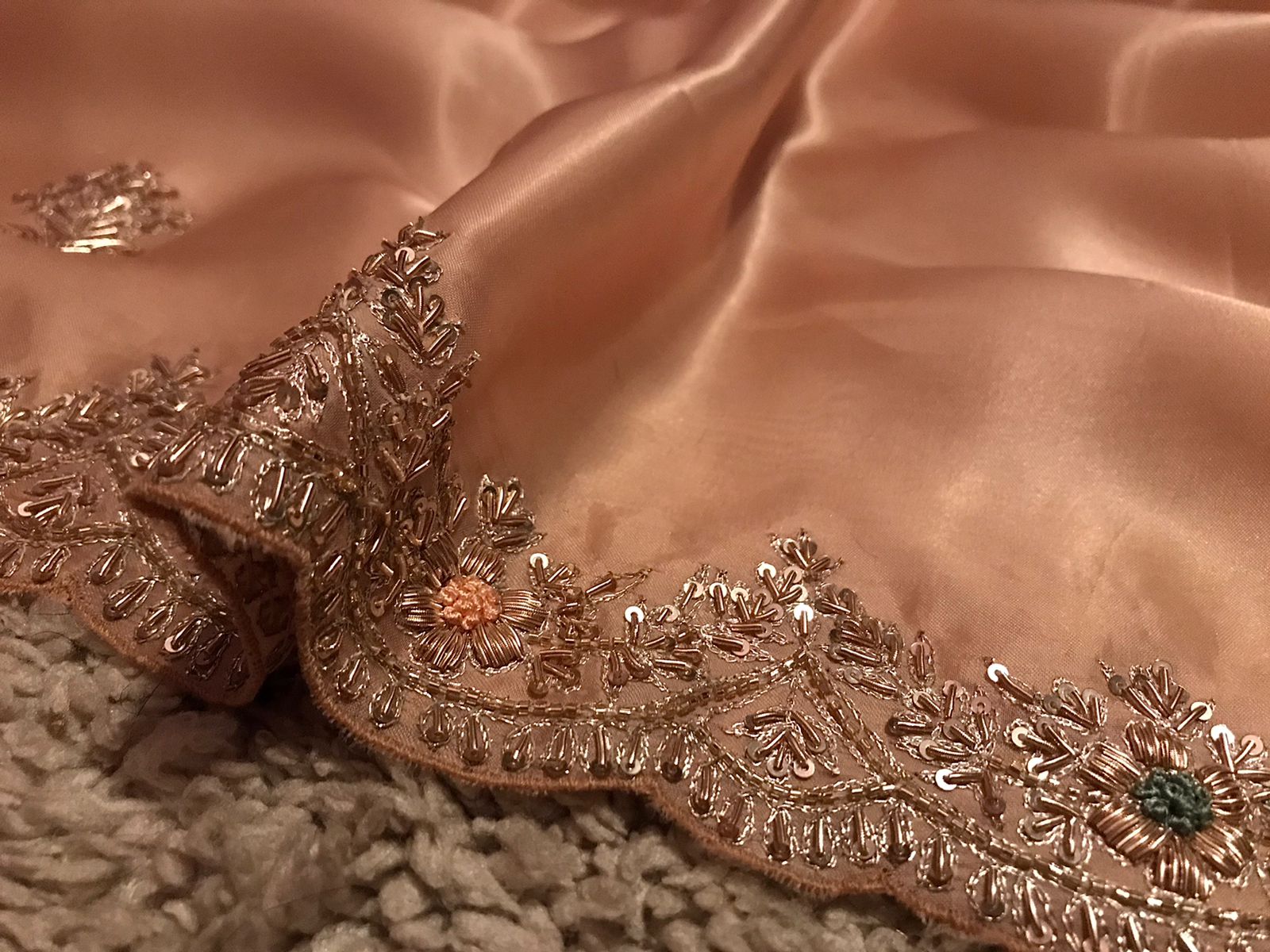 Luxury Organza Silk Saree with Lavish Zardozi & Running Handwork Blouse
