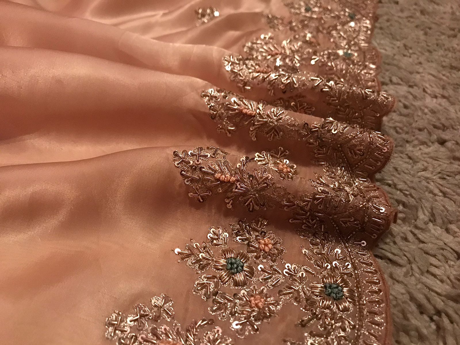 Luxury Organza Silk Saree with Lavish Zardozi & Running Handwork Blouse