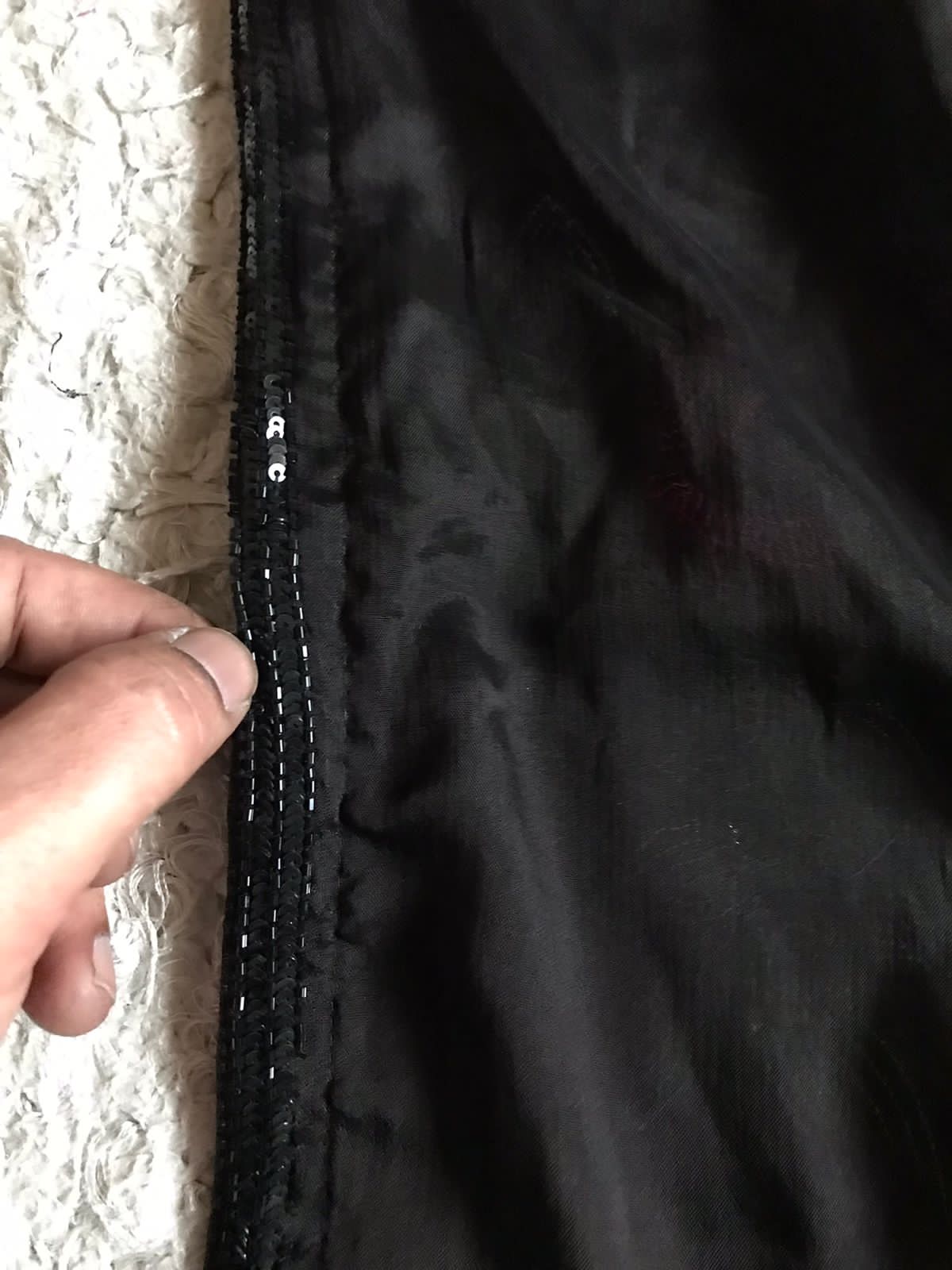 “Sonali Bendre-Inspired Black Chinnon Crepe Silk Saree with Multicoloured Floral Pearl Work”