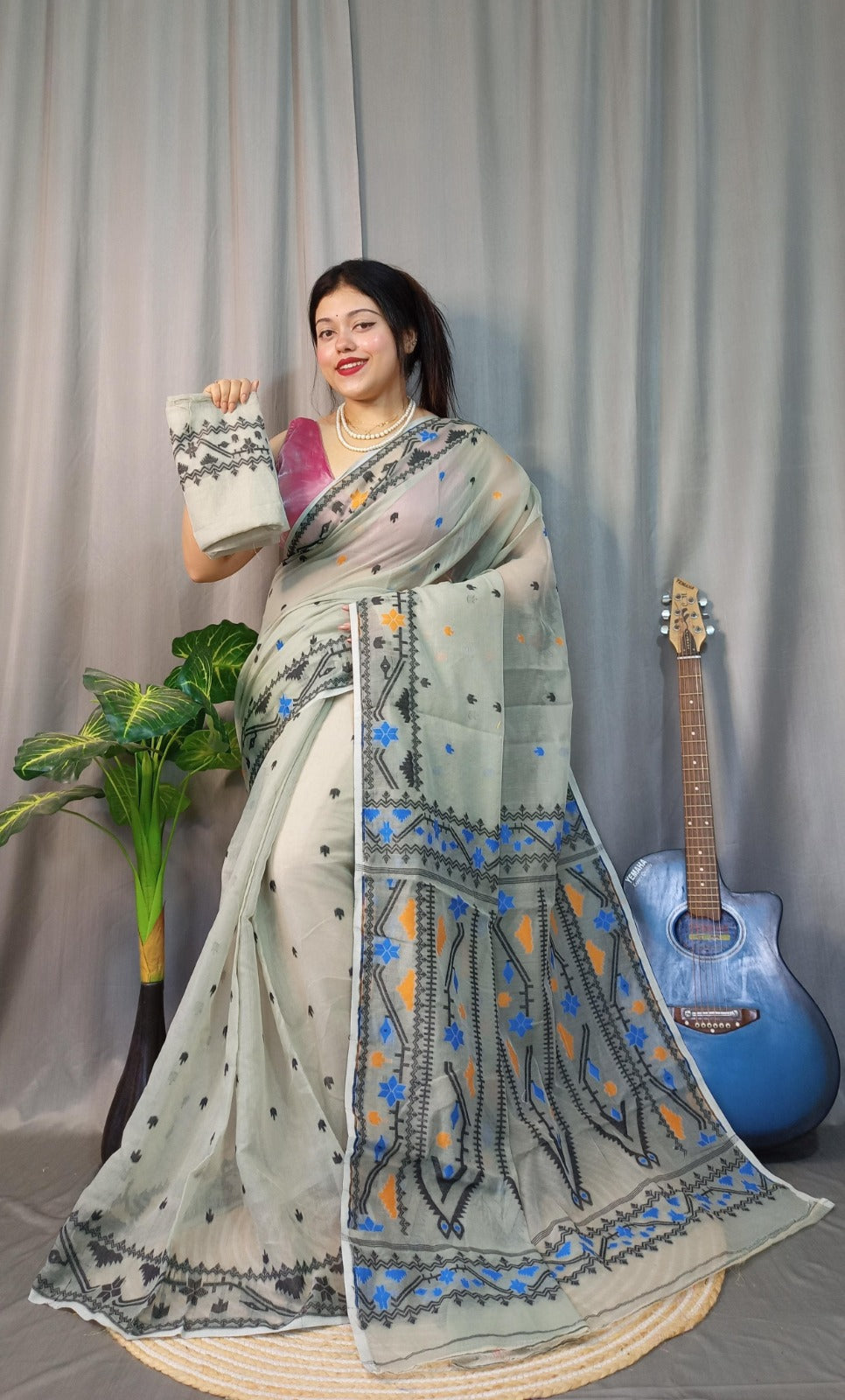 Exclusive Korat Dhakai Jamdani Saree – All-Over Work | Premium Weaving Collection