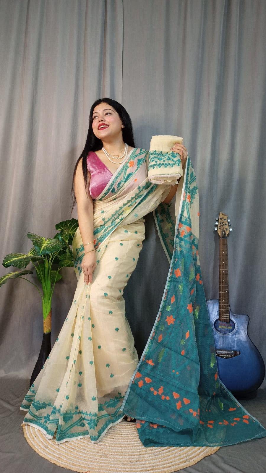 Exclusive Korat Dhakai Jamdani Saree – All-Over Work | Premium Weaving Collection