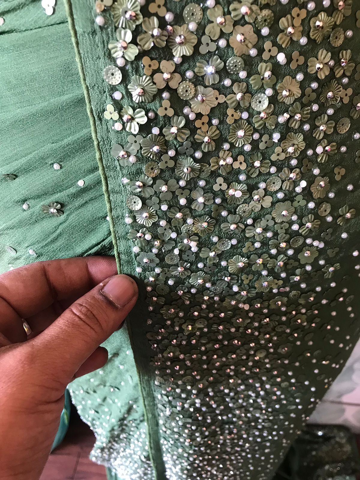 Luxury Georgette Silk Saree with Handcrafted Pearl Sequins Detailing