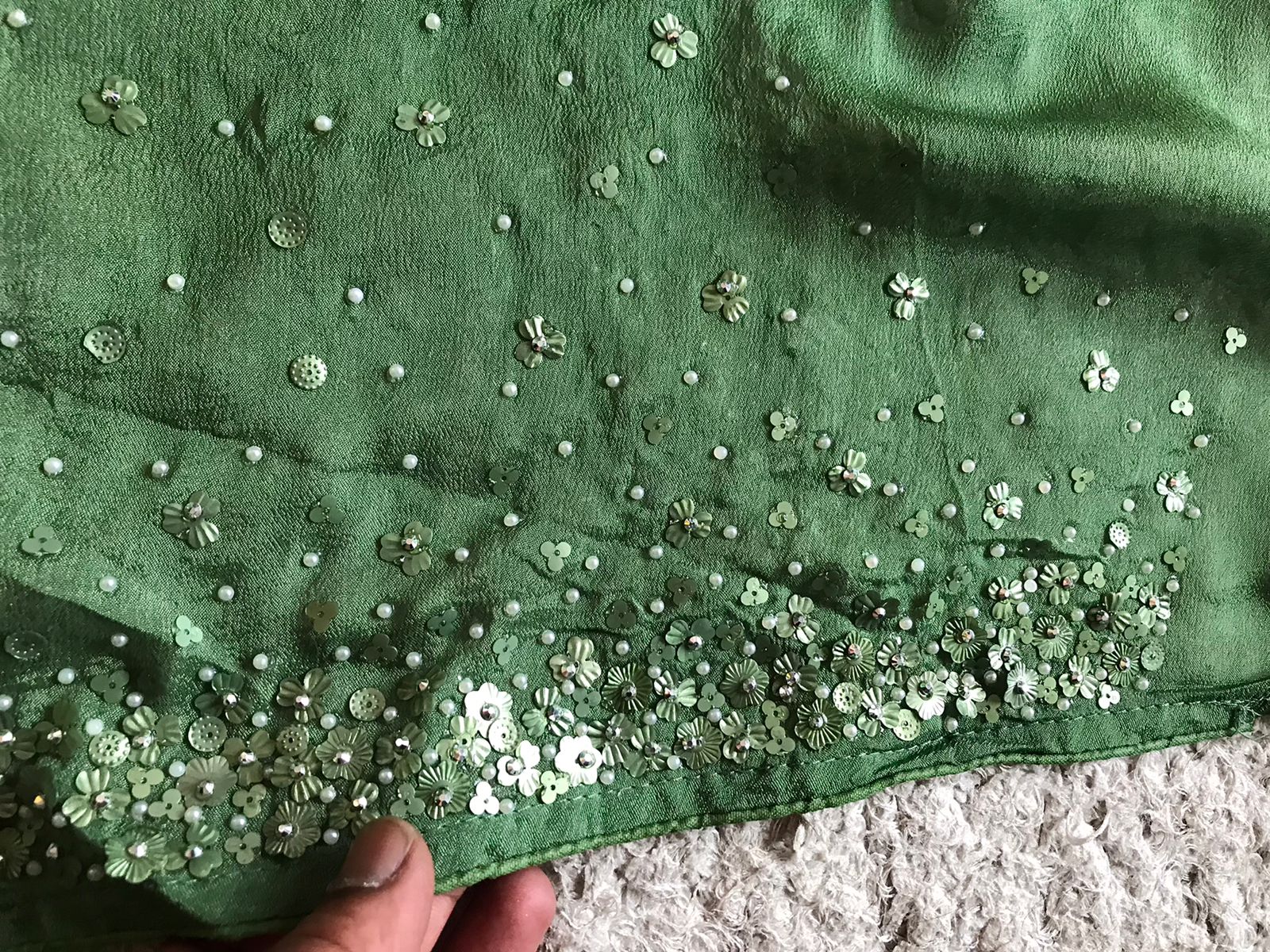 Luxury Georgette Silk Saree with Handcrafted Pearl Sequins Detailing