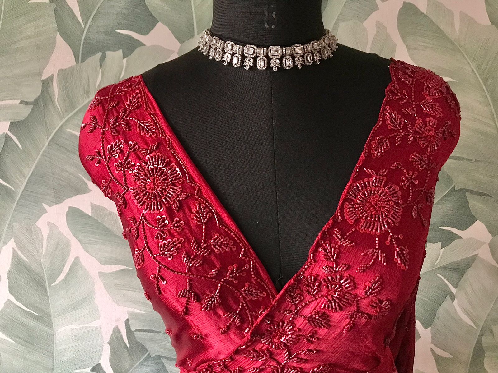 “Premium Chinnon Satin Silk Saree with Self-Coloured Resham, Pearl & Cut-Dana Jaal Work”