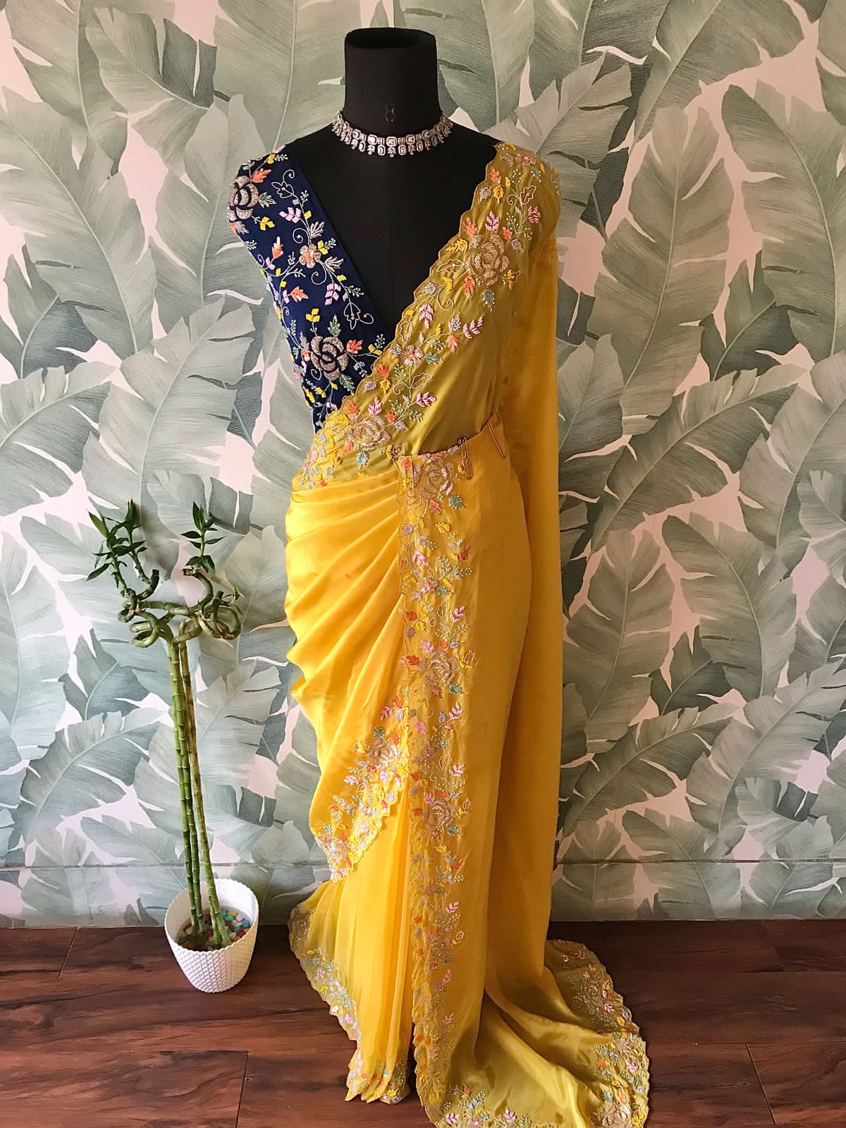 Elegant Designer Organza Silk Saree with Pearl Sequins & Heavy Handwork Blouse