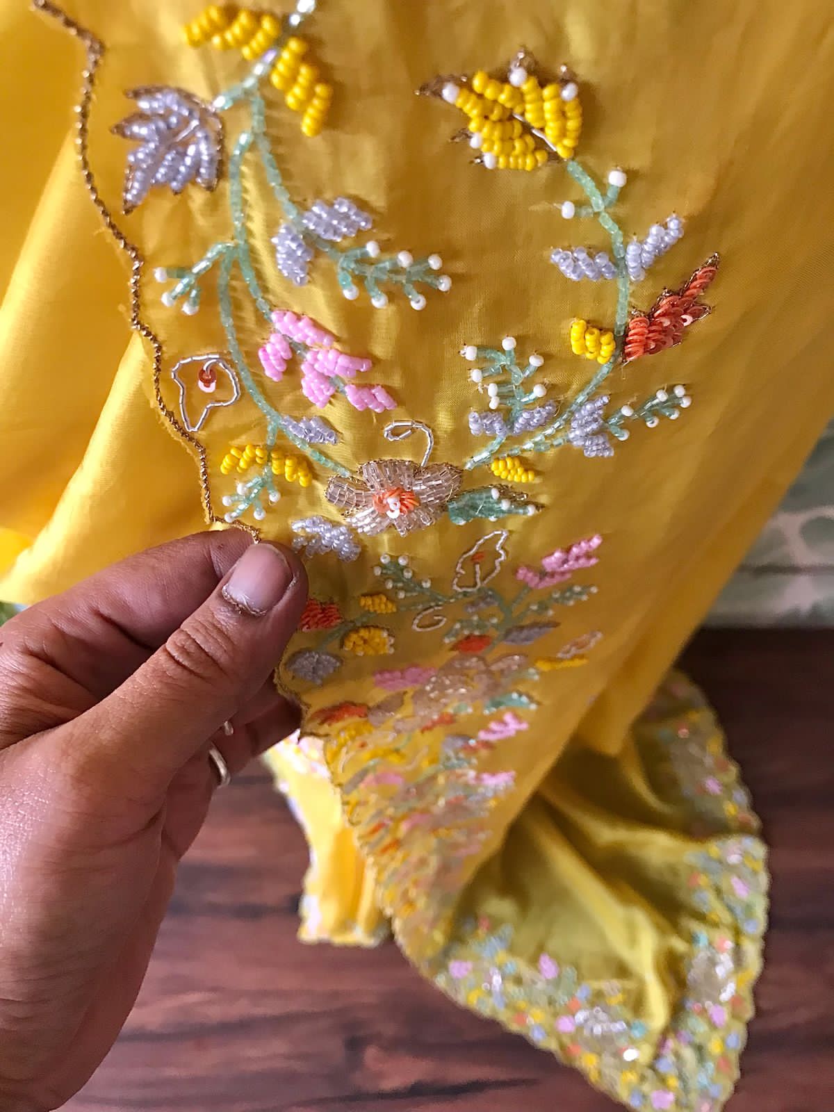 Elegant Designer Organza Silk Saree with Pearl Sequins & Heavy Handwork Blouse