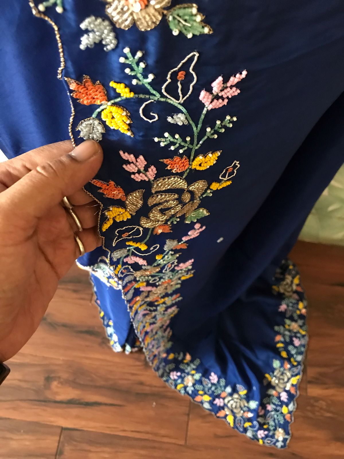Luxury Satin Organza Silk Saree with Rich Zardozi Embellishments & Contrast Blouse