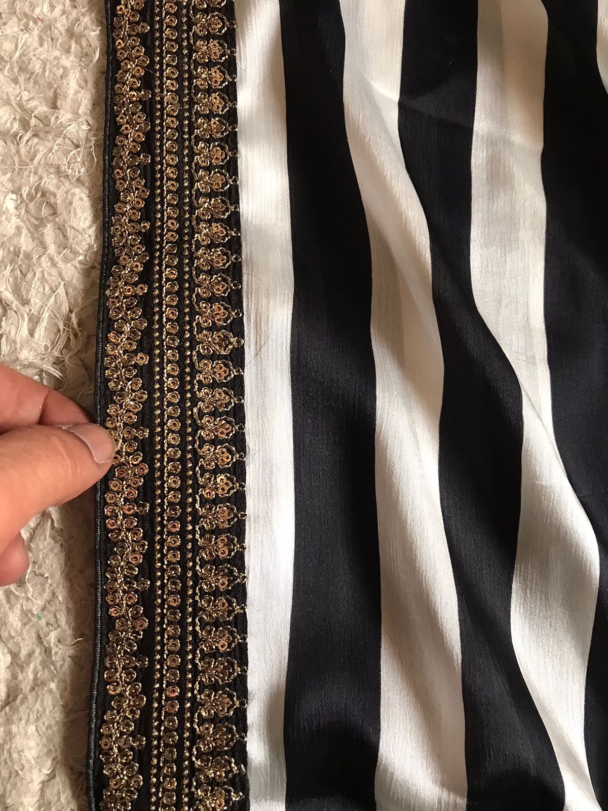 Luxurious Chinnon Satin Silk Saree with Designer Lace Border & Contrast Black Blouse