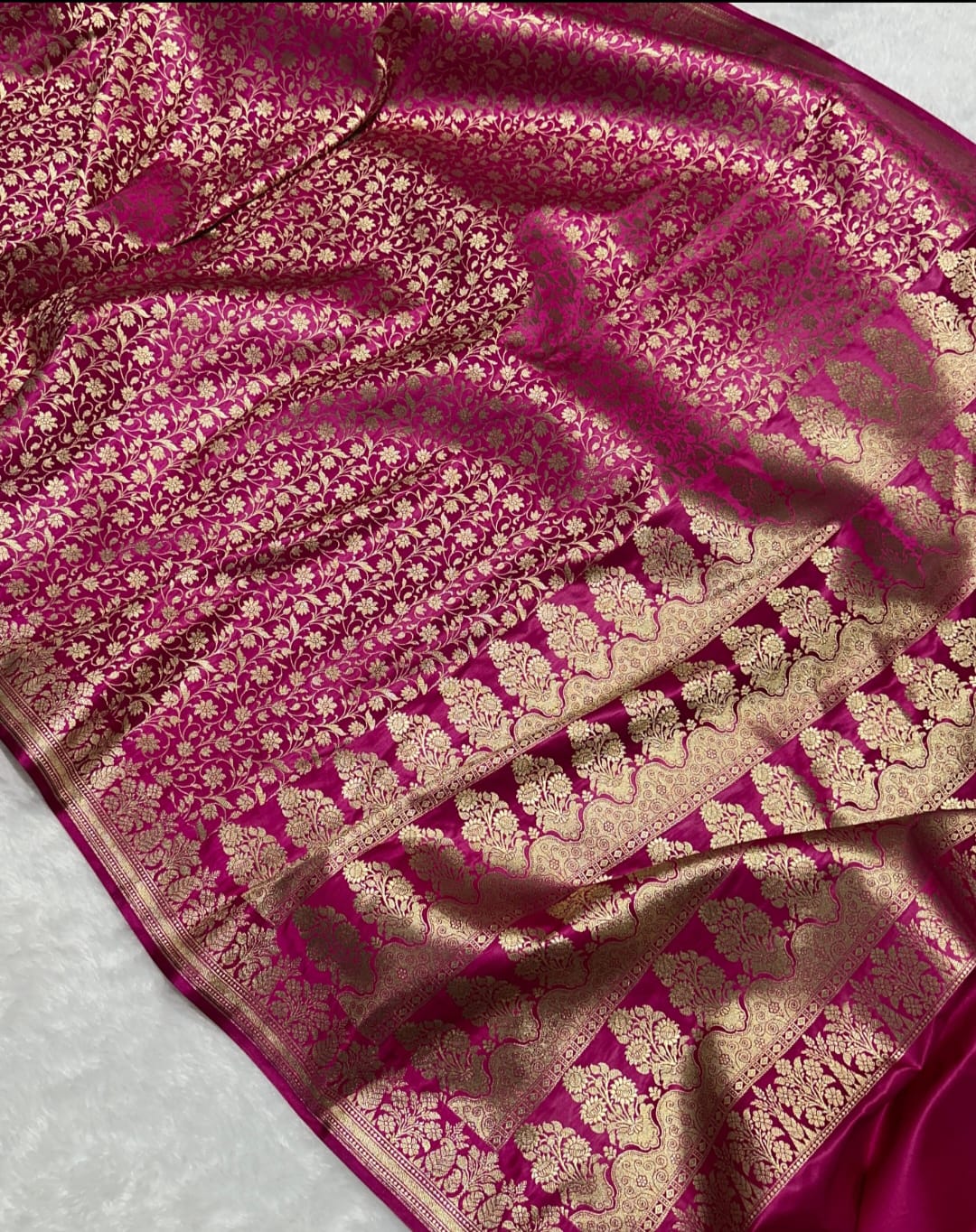 Luxury Banaras Mashru Katan Silk Brocade Woven Saree for Weddings & Festive Wear