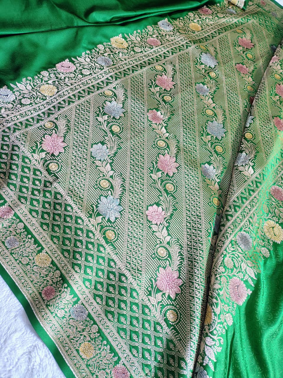 Beautiful Banarasi Meenakari Woven Dyeable Premium Thilfi Work Saree
